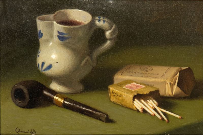 Vincenzo Ghirardelli - Natura Morta con Pipa e Fiammiferi