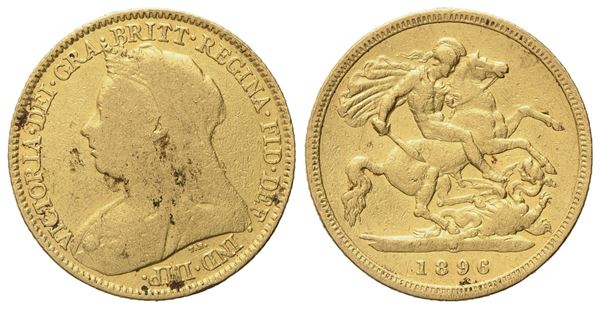 INGHILTERRA. Vittoria (1837 - 1901). Mezza sterlina 1896. Au (3,92 g; 19 mm)  - Auction Modern Coins - Bertolami Fine Art - Casa d'Aste