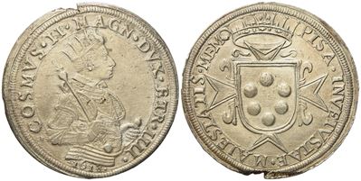 Pisa. Granducato di Toscana. Cosimo II De' Medici (1609 - 1621). Tallero 1618. Ag (28,58 G; 44,3 ...