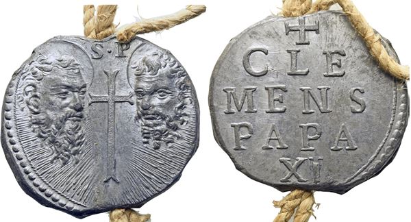 BOLLE PAPALI Clemente XI (1700-1721)  - Asta Placchette e medaglie dal XIV al XIX secolo - Bertolami Fine Art - Casa d'Aste