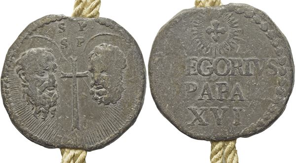 BOLLE PAPALI Gregorio XVI (1765-1846)  - Asta Placchette e medaglie dal XIV al XIX secolo - Bertolami Fine Art - Casa d'Aste