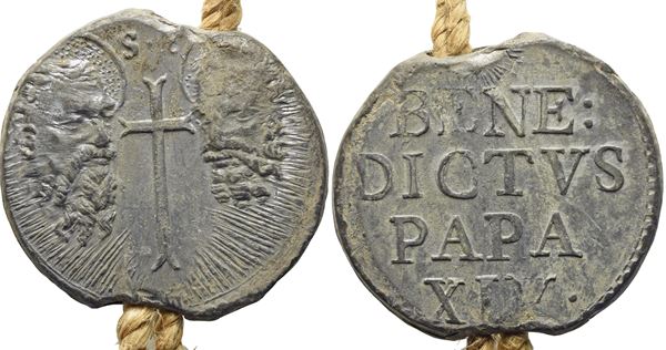 BOLLE PAPALI Benedetto XIV (1675-1758)  - Asta Placchette e medaglie dal XIV al XIX secolo - Bertolami Fine Art - Casa d'Aste