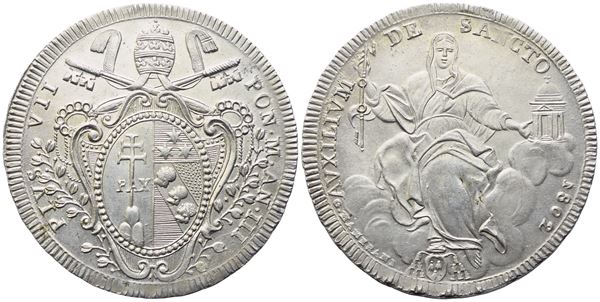 STATO PONTIFICIO. Roma. Pio VII (1800-1823). Scudo 1802 – Anno III; Ag (26,43 g; 41 mm)