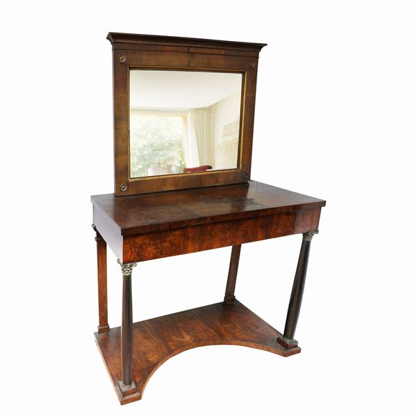 Tavolo consolle da parete in noce e radica di noce  (fine XIX inizi XX secolo)  - Asta Smart Auction: Arredi, Dipinti, Sculture e altro a prezzi vantaggiosi - Bertolami Fine Art - Casa d'Aste