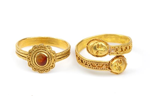 Pair of archaeological-style rings