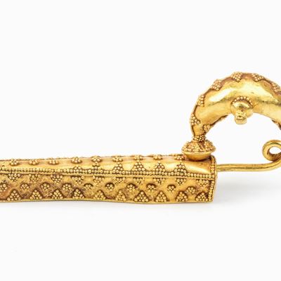 Fibula a Sanguisuga in Oro in Stile Archeologico Etrusco