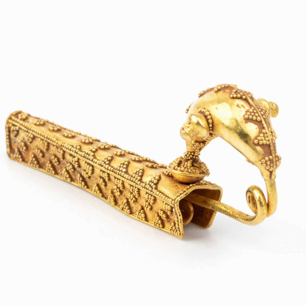 Fibula a Sanguisuga in Oro in Stile Archeologico Etrusco