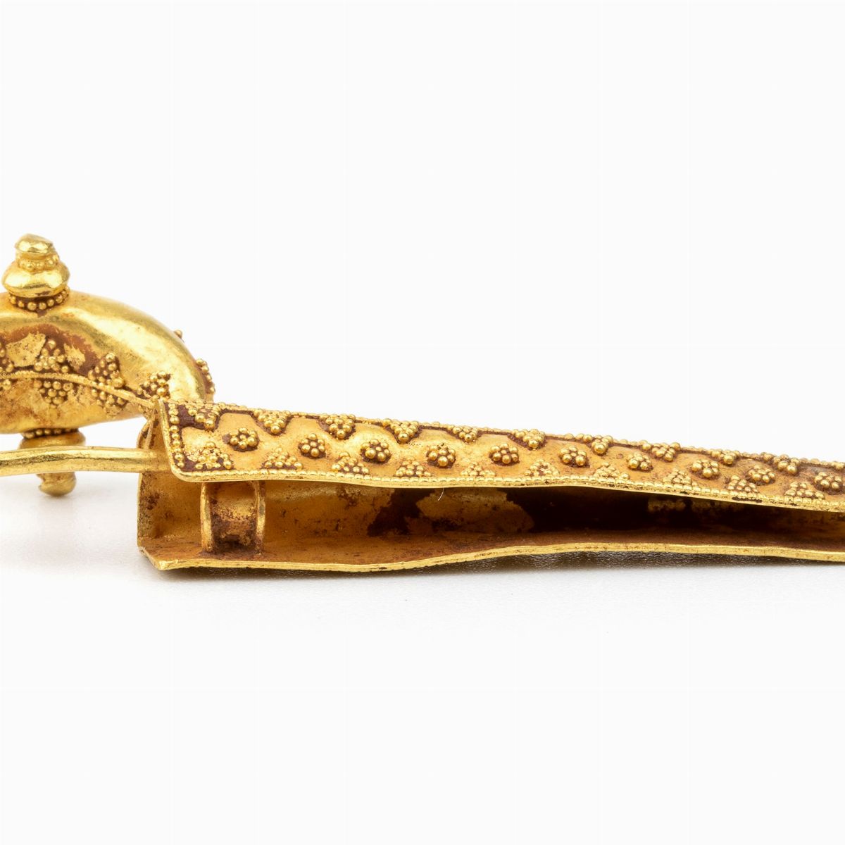 Fibula a Sanguisuga in Oro in Stile Archeologico Etrusco