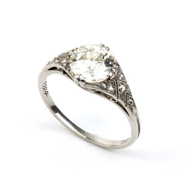 1.20 ct diamond platinum ring - 1920s