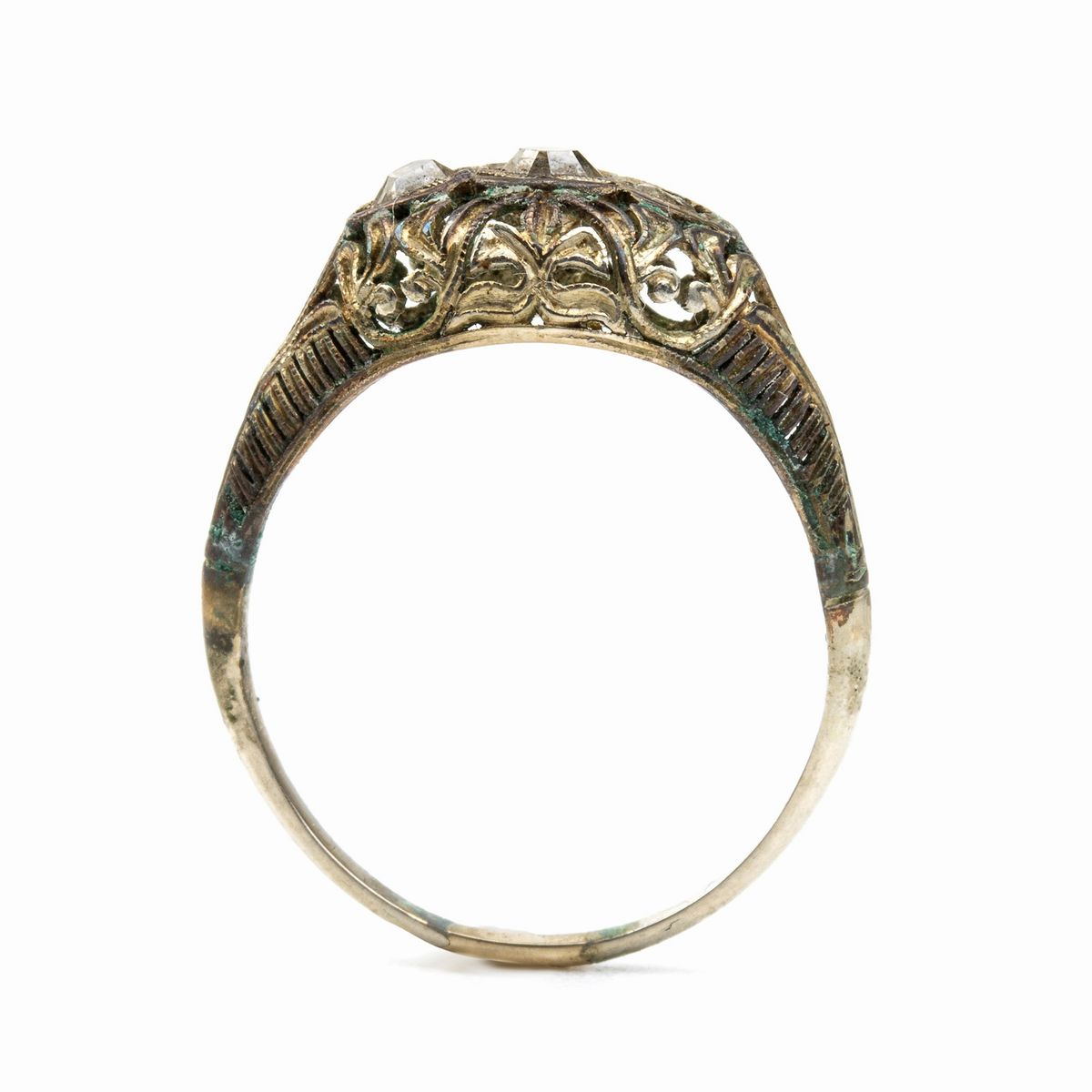 Anello in Oro Bianco con Diamanti - Anni '30