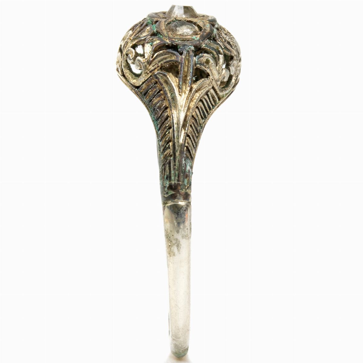 Anello in Oro Bianco con Diamanti - Anni '30