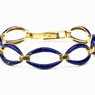 Bracciale a Maglie Ovali in Oro e Smalti