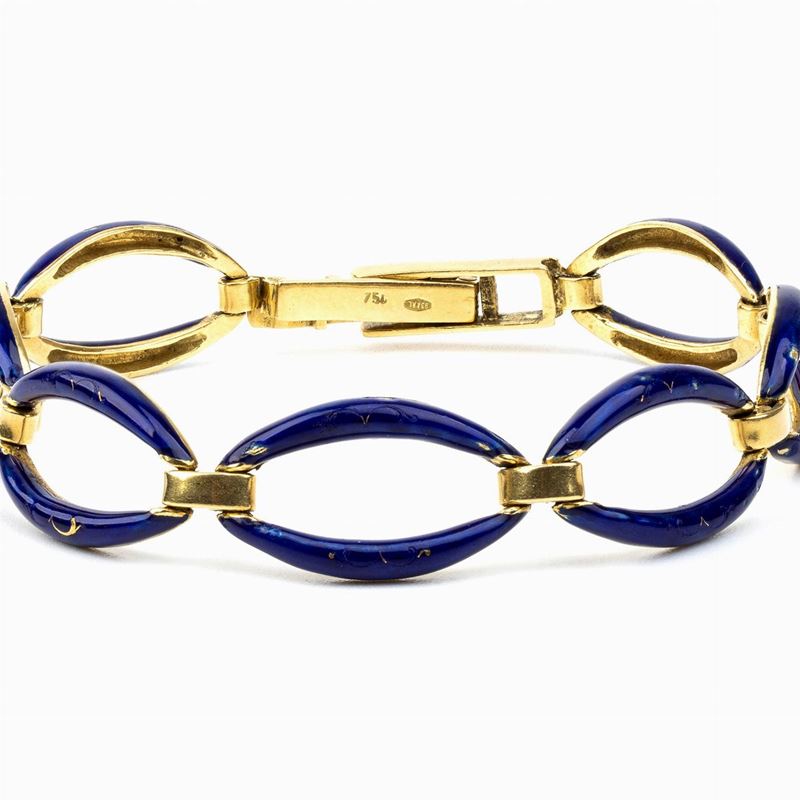 Bracciale a Maglie Ovali in Oro e Smalti