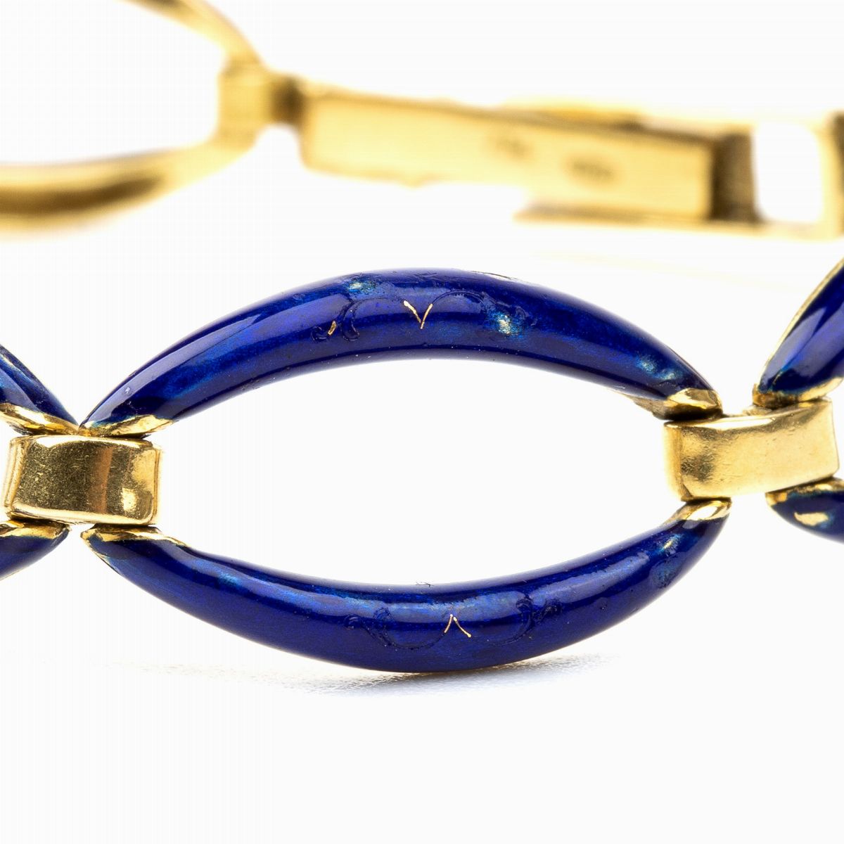 Bracciale a Maglie Ovali in Oro e Smalti