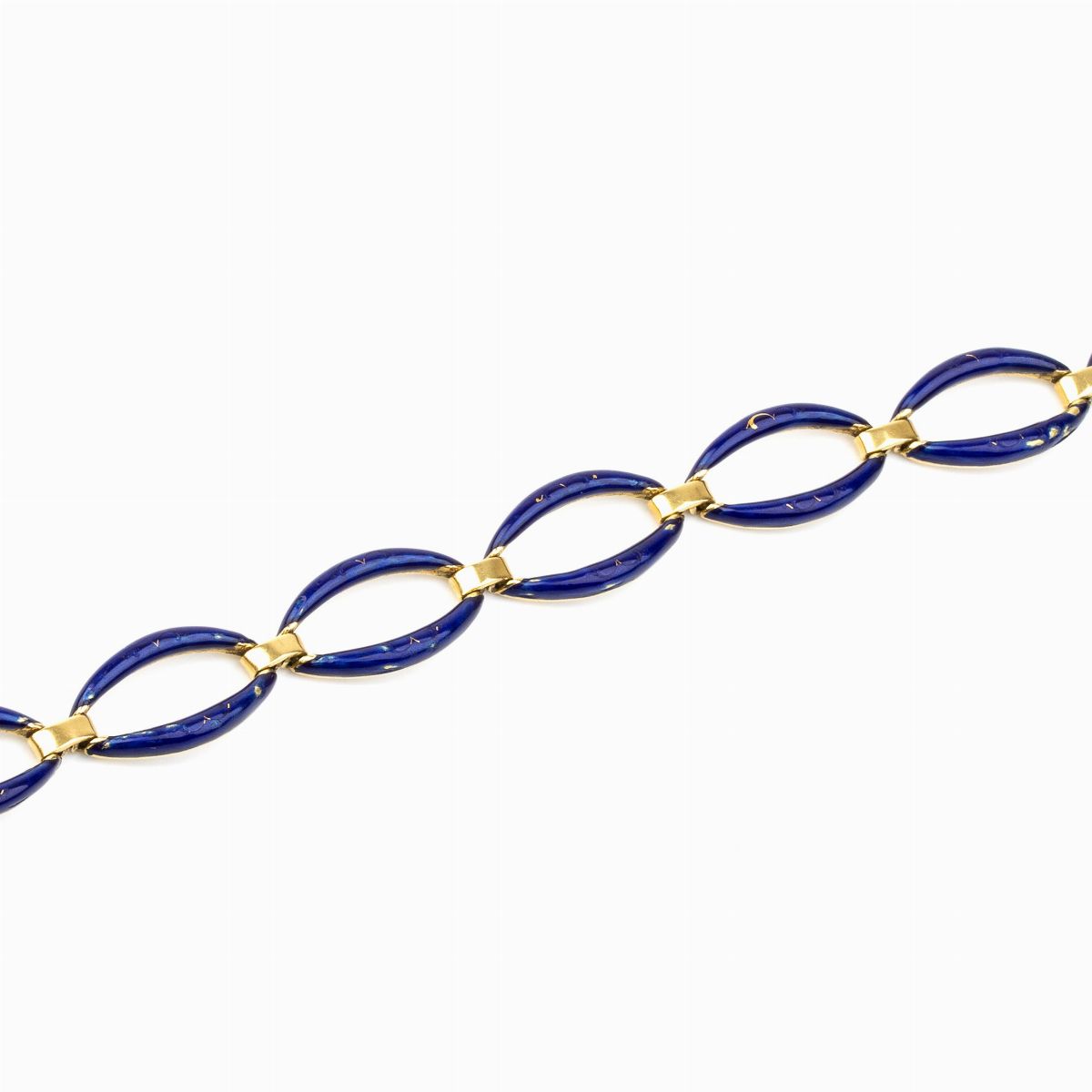 Bracciale a Maglie Ovali in Oro e Smalti