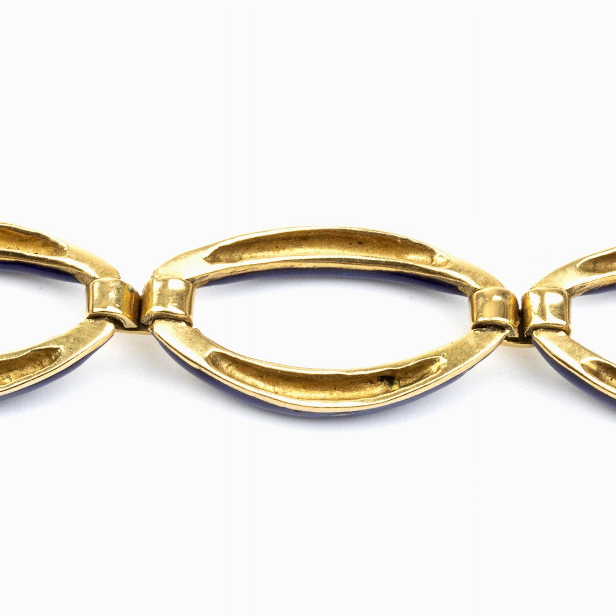 Bracciale a Maglie Ovali in Oro e Smalti