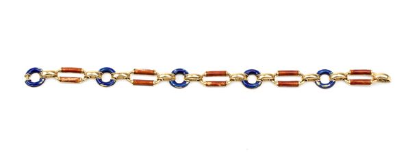Gold and enamel chain link bracelet