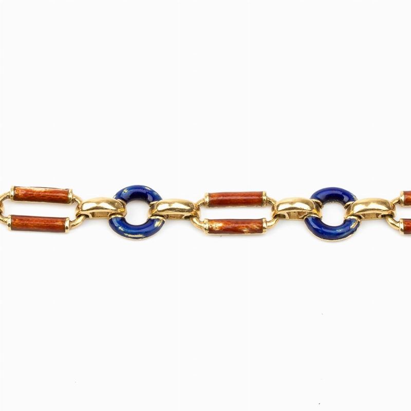 Bracciale a Maglie in Oro e Smalti