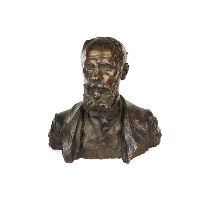 Busto Virile in Bronzo a Patina Bruna