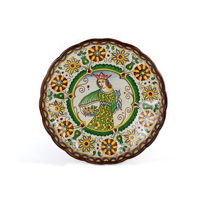 Piatto in Ceramica con Figura Femminile