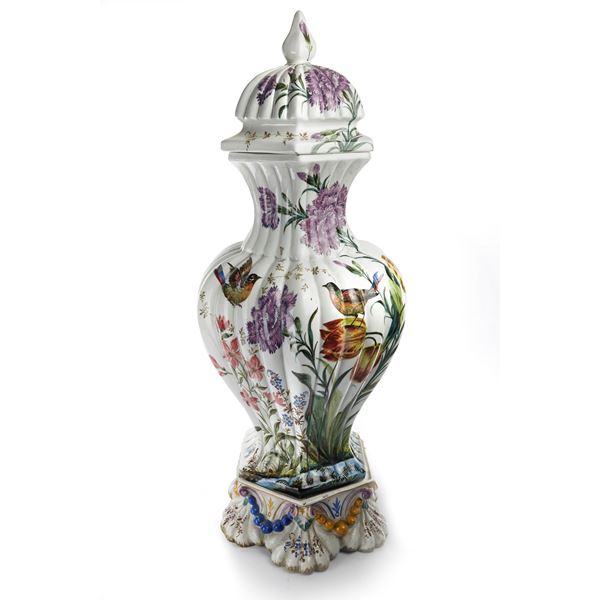 Baluster vase in white earthenware