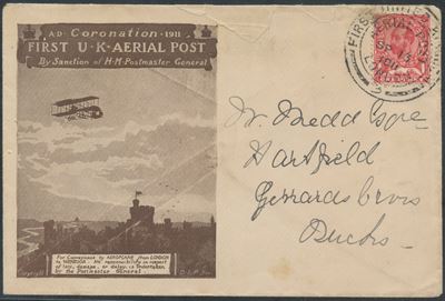 Gran Bretagna, First U.K Aerial Post (1911) — Certificato Bolaffi