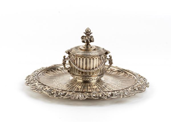 French silver inkwell - Paris mid-19th century