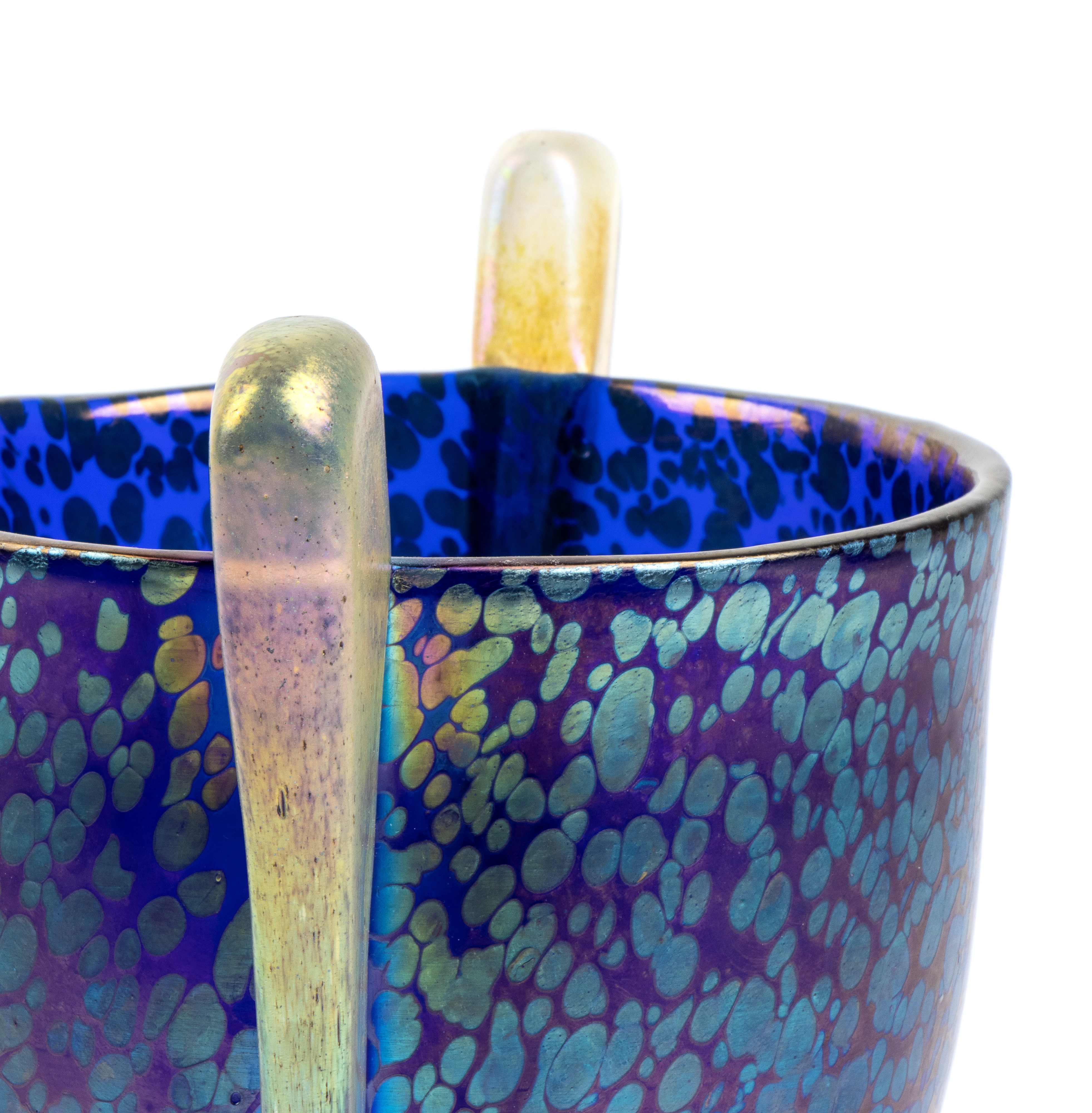 Loetz - Vaso Austriaco in Vetro Cangiante con Due Manici