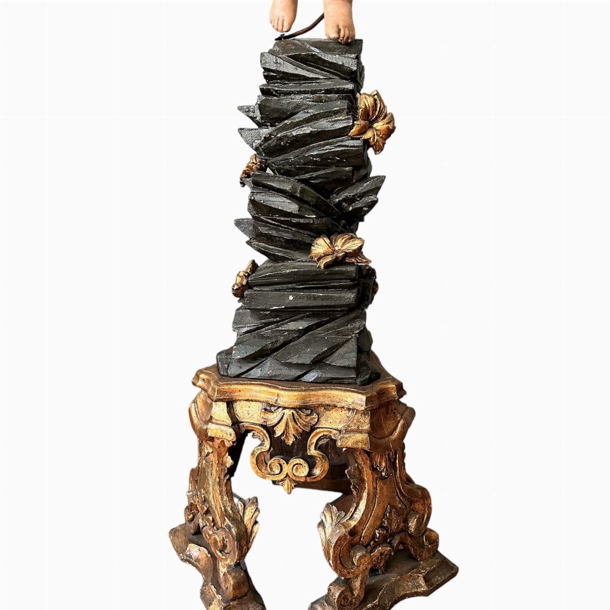 Coppia di Putti Luigi XVI in Legno Dorato - Sicilia, XVIII Secolo