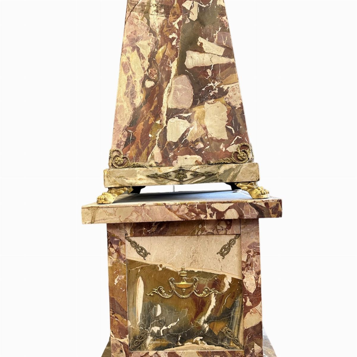 Coppia di Obelischi Monumentali Neoclassici in Marmo e Bronzo - Sicilia XIX Secolo