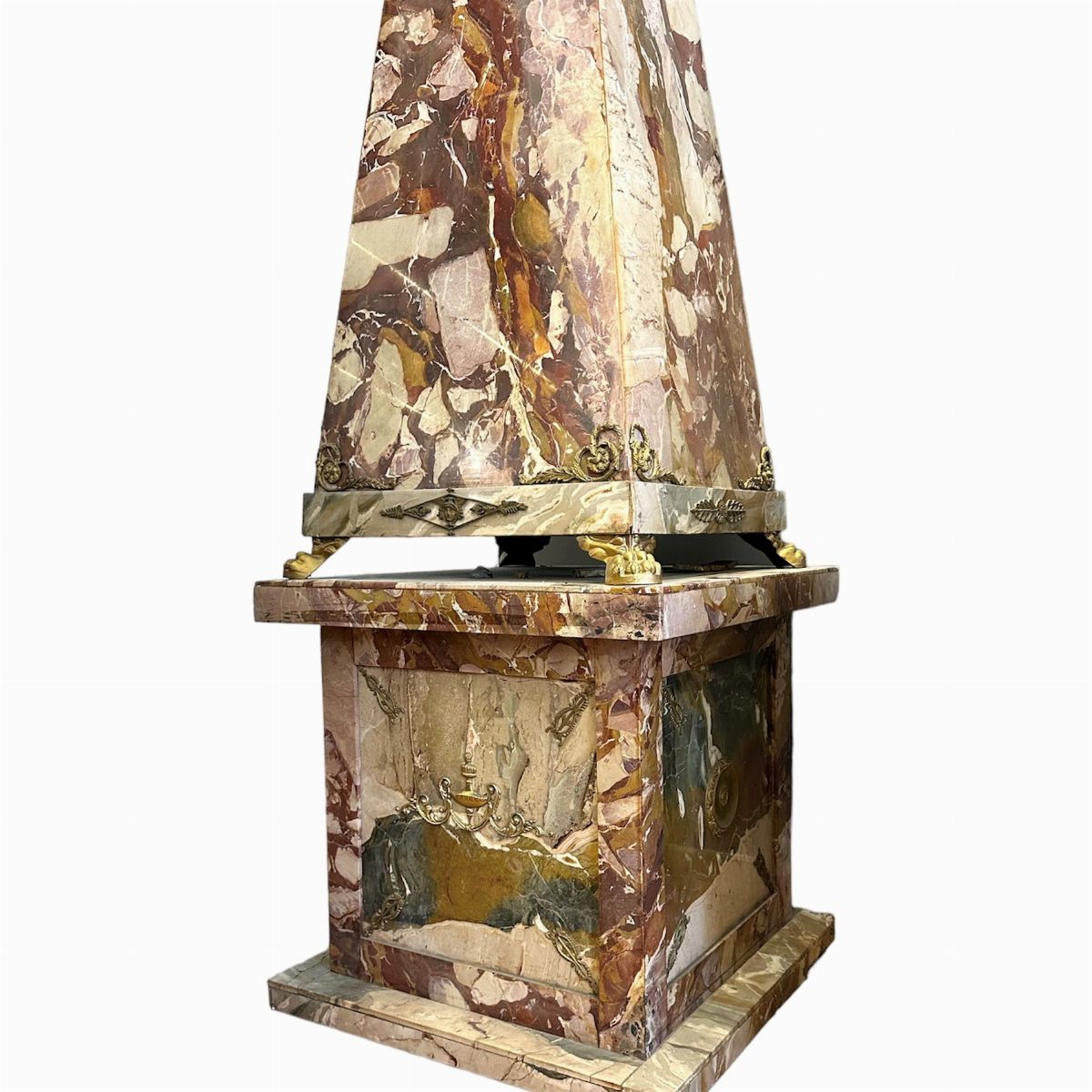 Coppia di Obelischi Monumentali Neoclassici in Marmo e Bronzo - Sicilia XIX Secolo