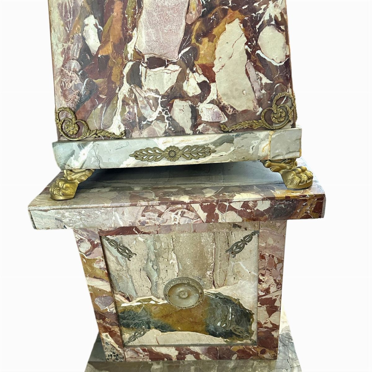 Coppia di Obelischi Monumentali Neoclassici in Marmo e Bronzo - Sicilia XIX Secolo