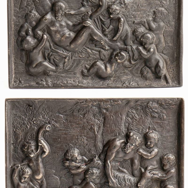 François Du Quesnoy - Satiro con la Capra Amaltea e Putti/ Sileno Dormiente