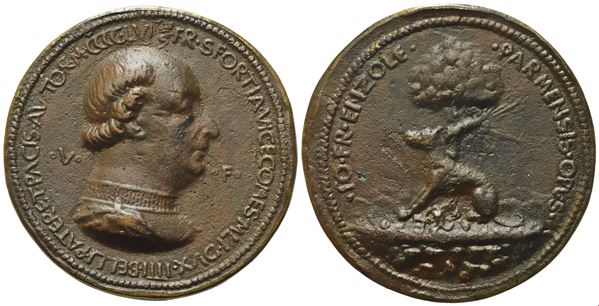 Gianfrancesco Enzola Parmense : Francesco I Sforza  - Auction Plaquettes and Medals from the 14th to the 19th century - Bertolami Fine Art - Casa d'Aste