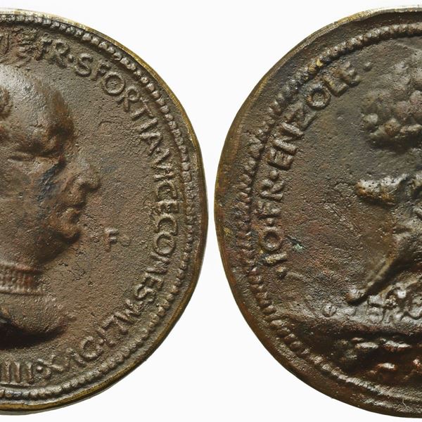 Gianfrancesco Enzola Parmense : Francesco I Sforza  - Asta Placchette e medaglie dal XIV al XIX secolo - Bertolami Fine Art - Casa d'Aste