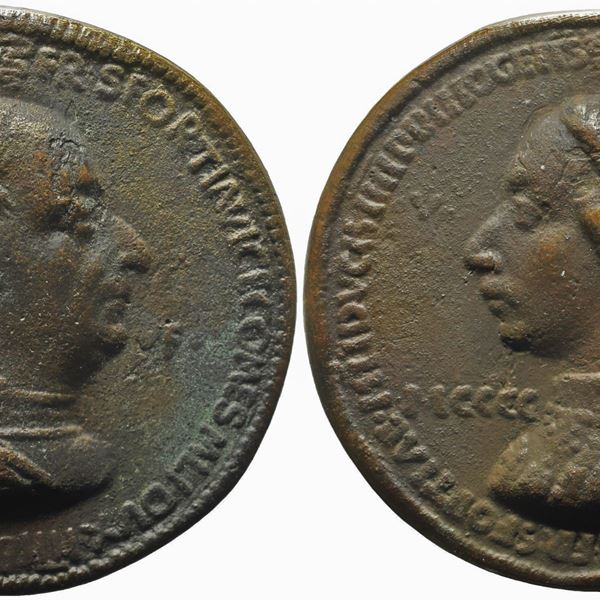 Gianfrancesco Enzola Parmense : Francesco I Sforza - Galeazzo Maria Sforza  - Auction Plaquettes and Medals from the 14th to the 19th century - Bertolami Fine Art - Casa d'Aste