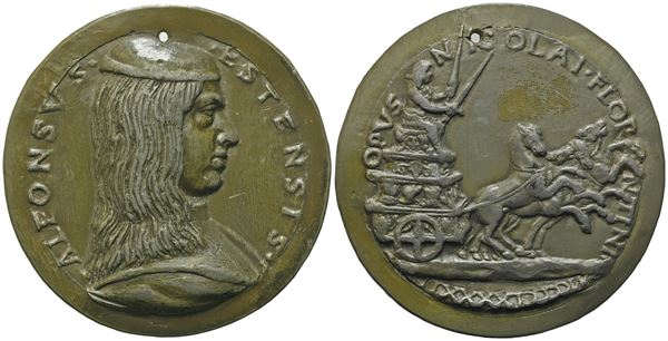 Nicol&#242; Fiorentino : ALFONSO I D'ESTE (1476-1534)  - Auction Plaquettes and Medals from the 14th to the 19th century - Bertolami Fine Art - Casa d'Aste