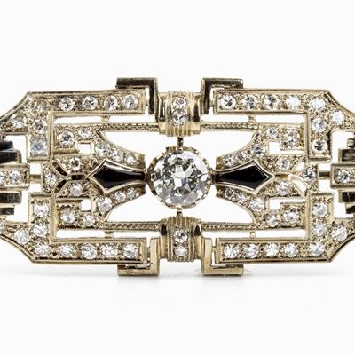 Spilla in Oro Bianco con Diamanti - Anni '30