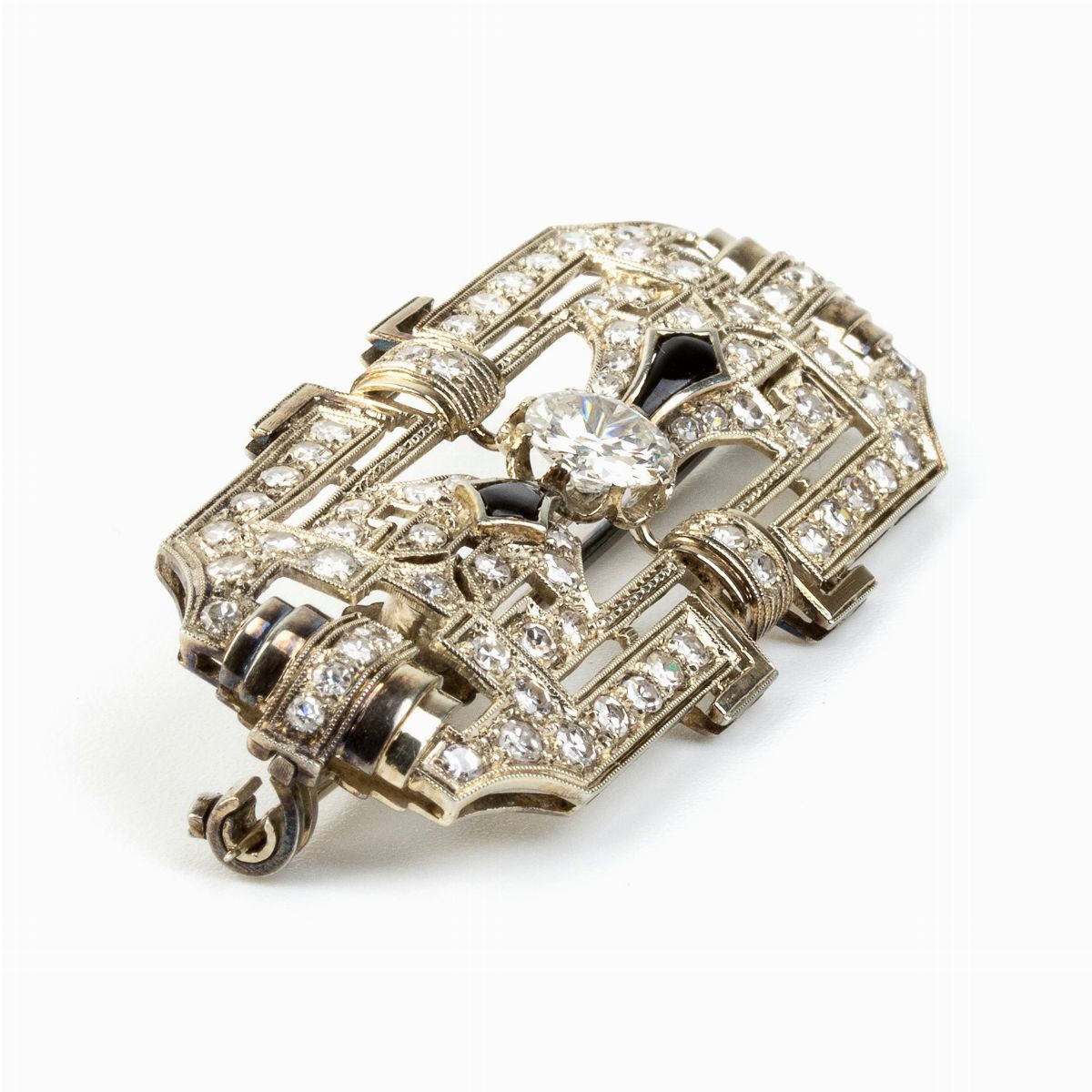Spilla in Oro Bianco con Diamanti - Anni '30