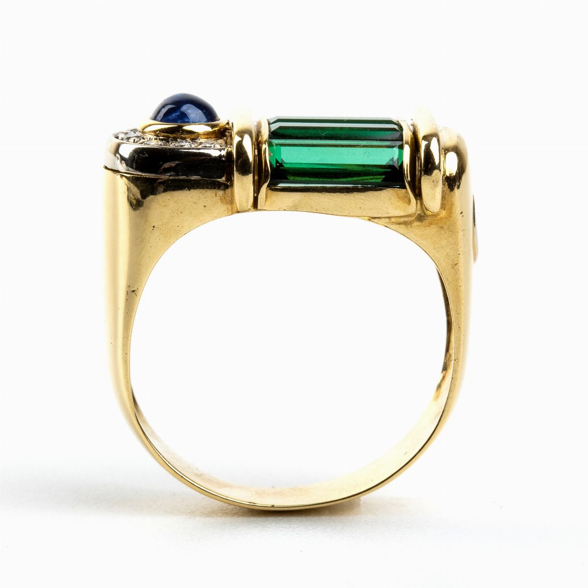 Anello in Oro con Tormaline, Diamanti e Zaffiro