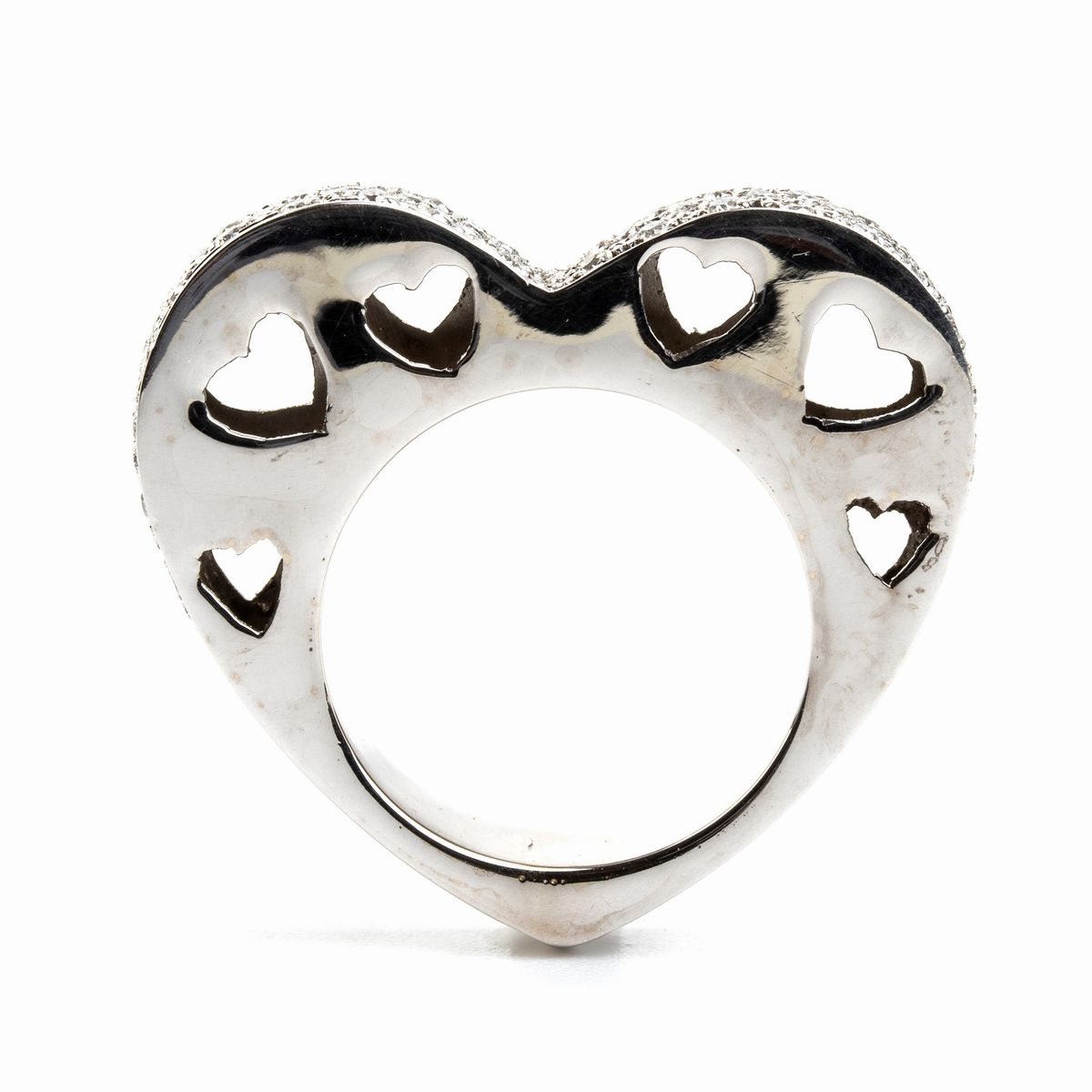 Anello a Cuore in Oro e Diamanti