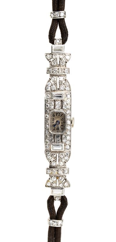 Orologio da Polso Lady in Platino e Diamanti , Anni '30