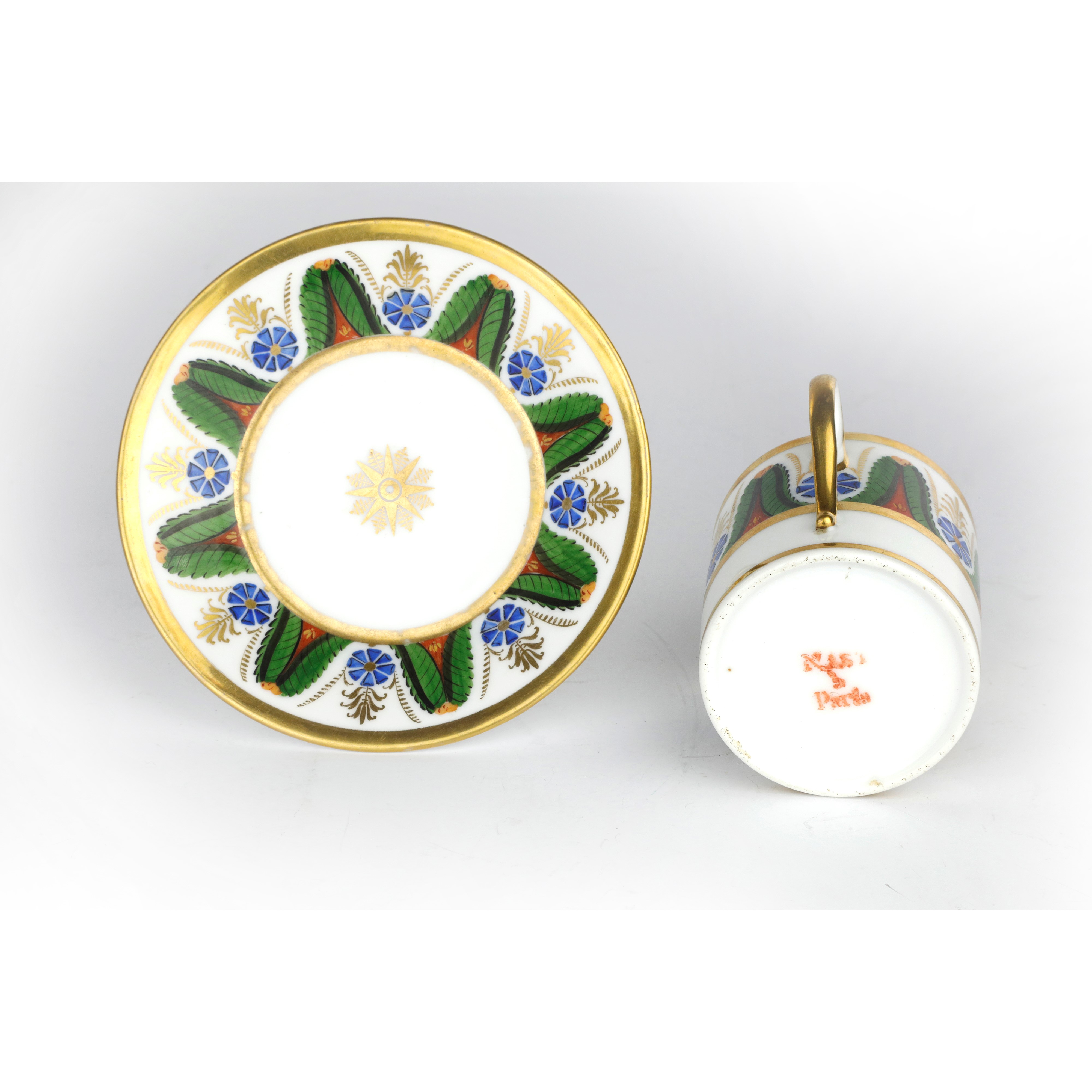 Tazza con Piatto in Porcellana Policroma