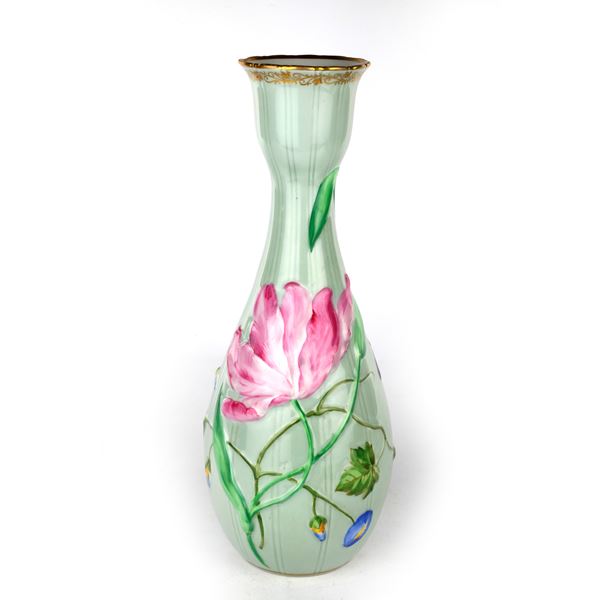 Peiform polychrome porcelain vase