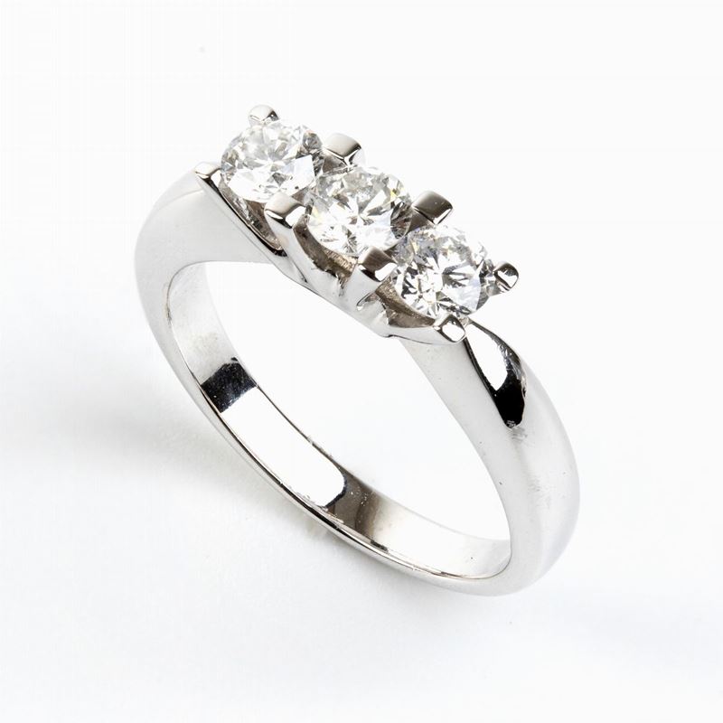Anello Trilogy in Oro Bianco e Diamanti