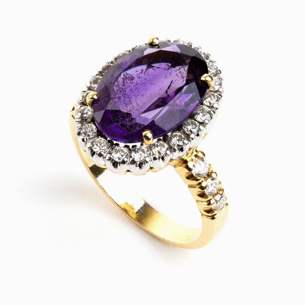 Amethyst diamond gold ring 
