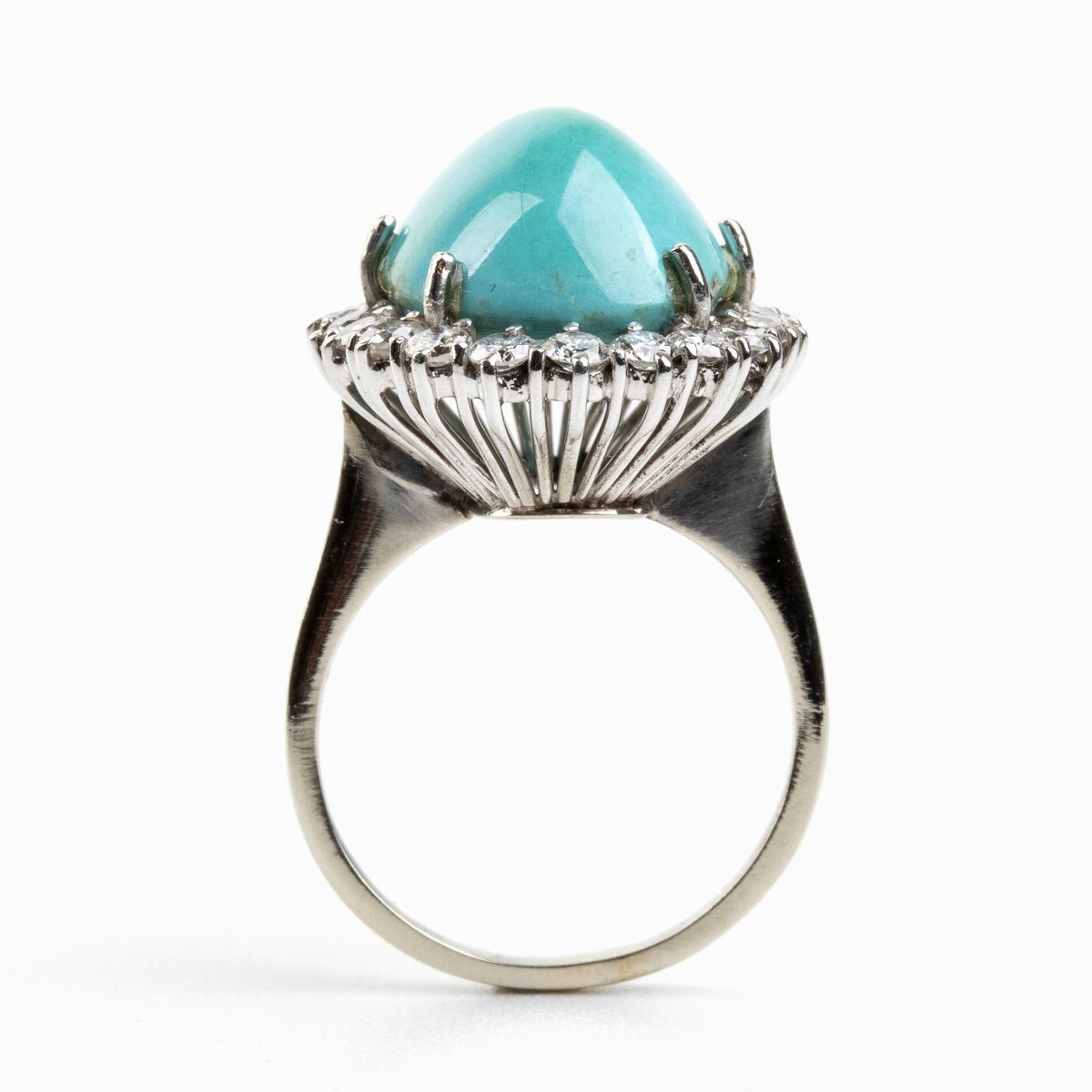 Demi Parure Composta da un Anello ed un Paio di Orecchini in Oro Turchese e Diamanti