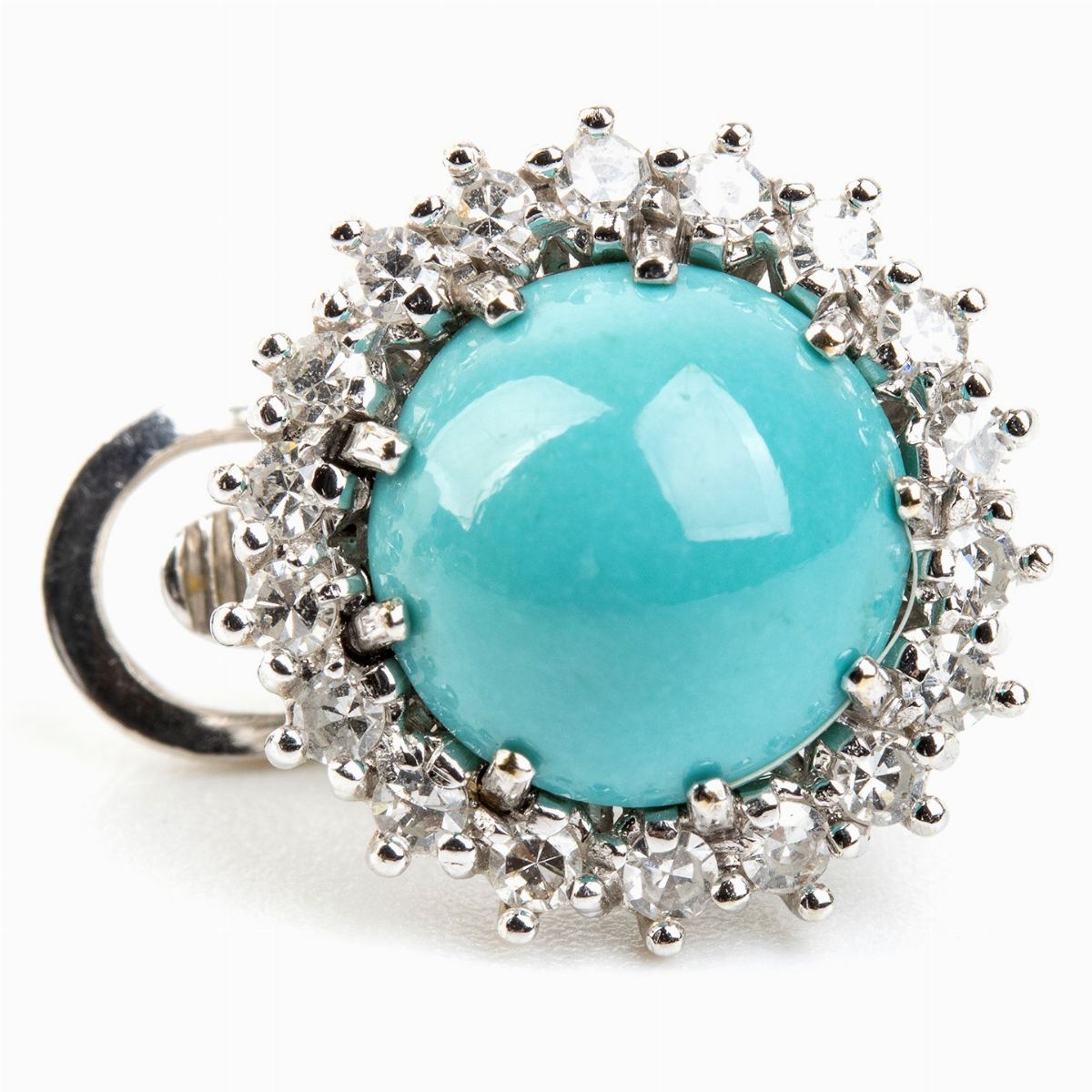 Demi Parure Composta da un Anello ed un Paio di Orecchini in Oro Turchese e Diamanti