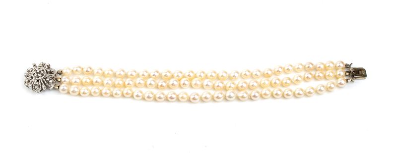 Bracciale di Perle in Oro e Diamanti