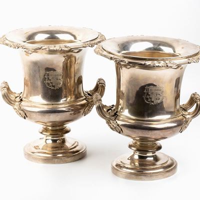 Coppia di Porta Champagne Inglesi in Argento - Londra 1833, Argentieri Edward, Edward Junior, Joh...